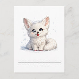 Cartão Postal Design de Vibrações Positivas de Raposa Ártica Fof