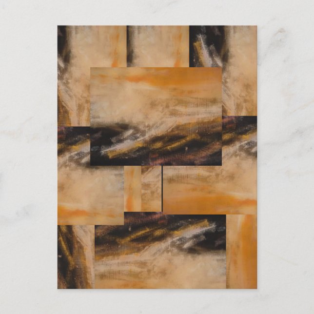 Cartão Postal Design do Abstrato Amarelo Castanho (Frente)