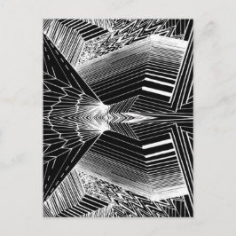 Cartão Postal Design do abstrato preto e branco de linha geométr
