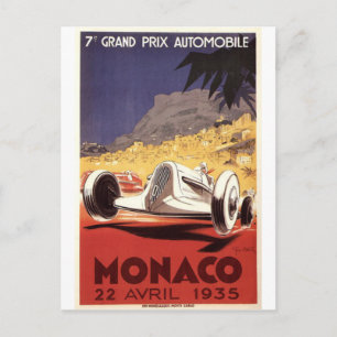 Cartão Postal design do cartaz do Grande Prêmio de Mônaco de 193