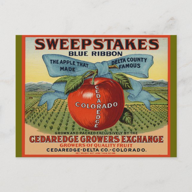 Cartão Postal Design do Colorado Apple (Frente)