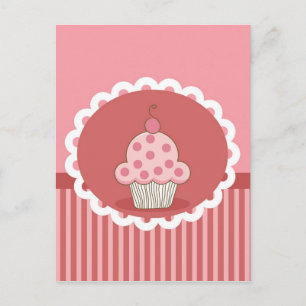 Cartão Postal Design do Cupcake rosa