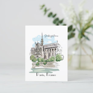 Cartão Postal Design do desenho de Paris Notre Dame