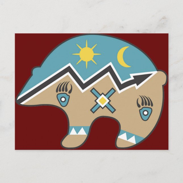 Cartão Postal Design do Urso Tribal (Frente)