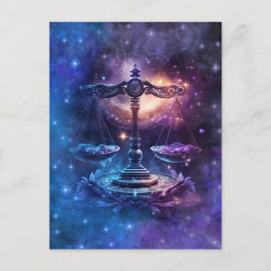Cartão Postal Design em Aquarela do Signo de Libra