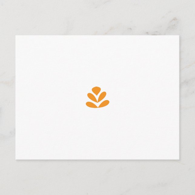 Cartão Postal Design em forma de flor estilizada de laranja num  (Frente)