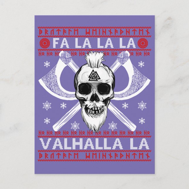 Cartão Postal Design Fa-La-La Valhalla Viking Val de Natal Feio (Frente)
