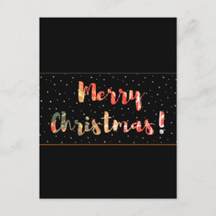 Cartão Postal Design Festivo de Natal Preto e Dourado