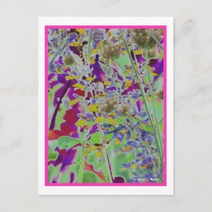 Cartão Postal Design floral de Neon digitalizado