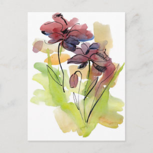 Cartão Postal Design floral de Verão com abstrato de pintado à