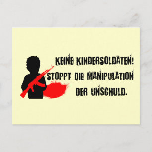 Cartão Postal Design für Kinderrechte: Keine Kindersoldaten!