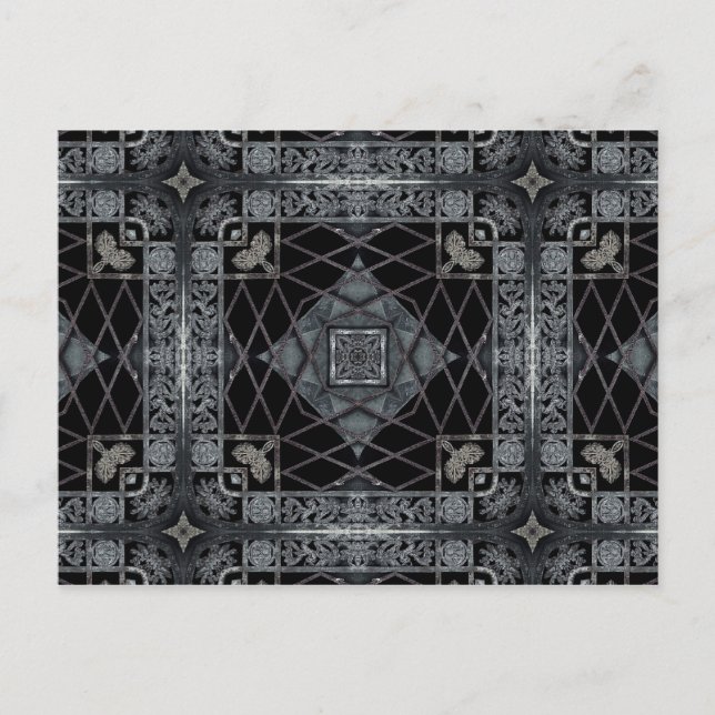 Cartão Postal Design geométrica gótica em preto e cinza (Frente)