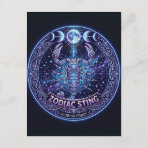 Cartão Postal Design Gráfico Celestial de Escorpião Zodíaco Pica