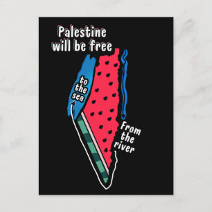 Cartão Postal design gráfico do mapa de melancia da palestina co