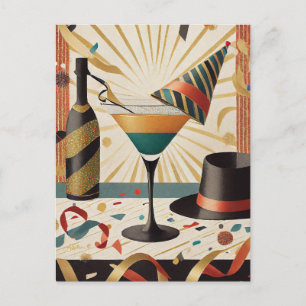 Cartão Postal Design Meio século de Véspera de ano novo da Hora 