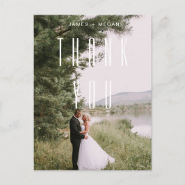 Cartão Postal Design Minimalista Moderno Foto Casamento Agradeci