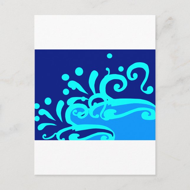 Cartão Postal Design moderno da onda azul (Frente)