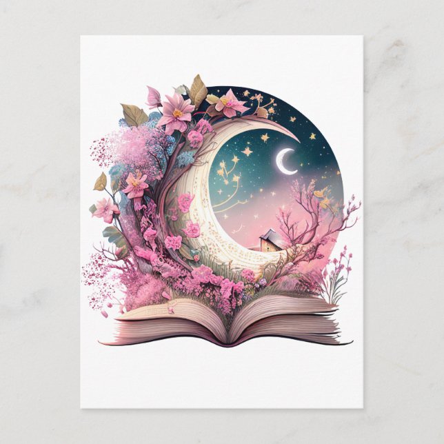 Cartão Postal Design para Amantes de Livros de Fantasia (Frente)