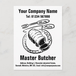 Cartão Postal Design para personalizar. Butcher Mestre