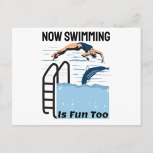 Cartão Postal Design Perfeito Nadador - Agora Nadar é Divertido 