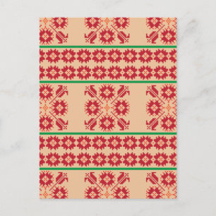 Cartão Postal Design rústico lituano de arte popular em laranja 