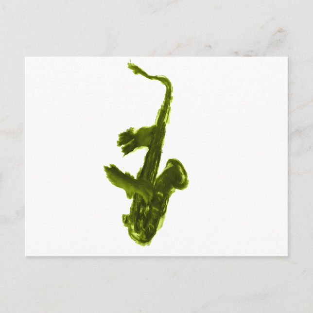 Cartão Postal Design Saxofone, versão verde (Frente)