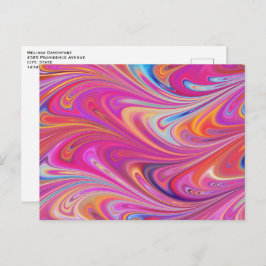 Cartão Postal Design Trippy Cor-de-Rosa e Laranja Giratório