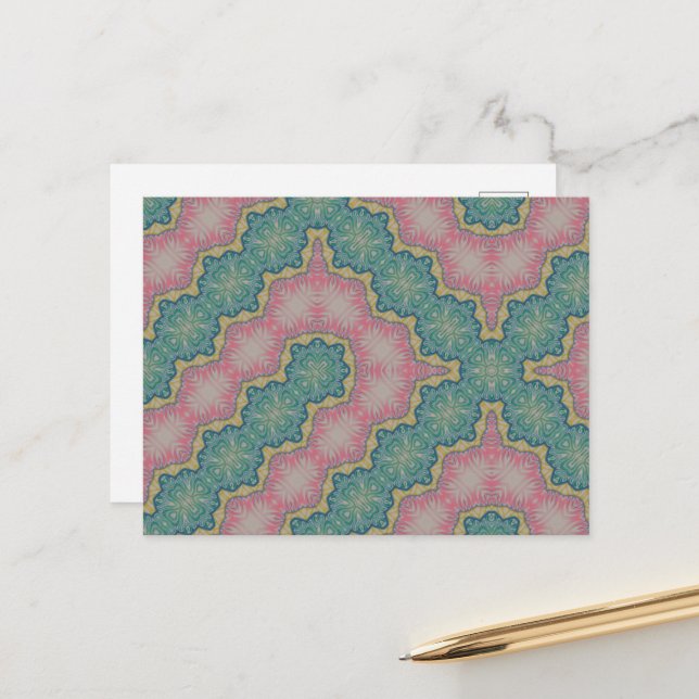 Cartão postal Design verde rosa (Frente/Verso In Situ)