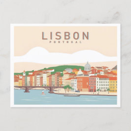 Cartão Postal Design Viagem de Lisboa Portugal Pastel