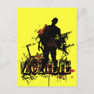 Cartão Postal Design zombie em preto e vermelho