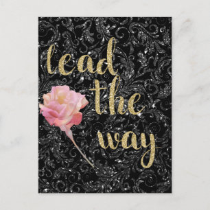 Cartão Postal Designer de Postais Black Silver Rose Lidera o Cam