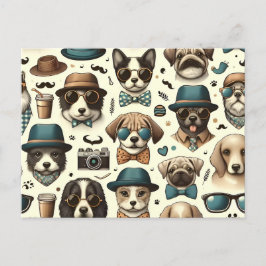 Cartão Postal Designs De Animais Cachorros Sem Costura Cachorro 