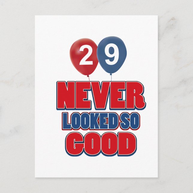 Cartão Postal designs de aniversário de 29 anos (Frente)