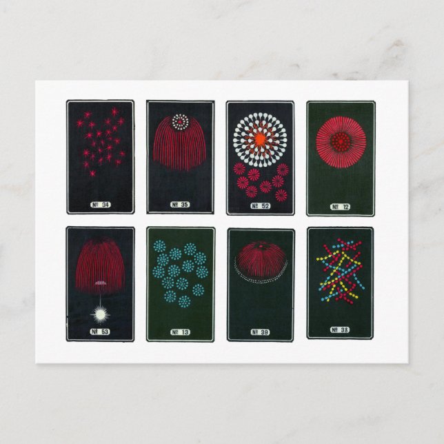 Cartão Postal Designs de Gráfico para Fireworks Japoneses, Ca do (Frente)