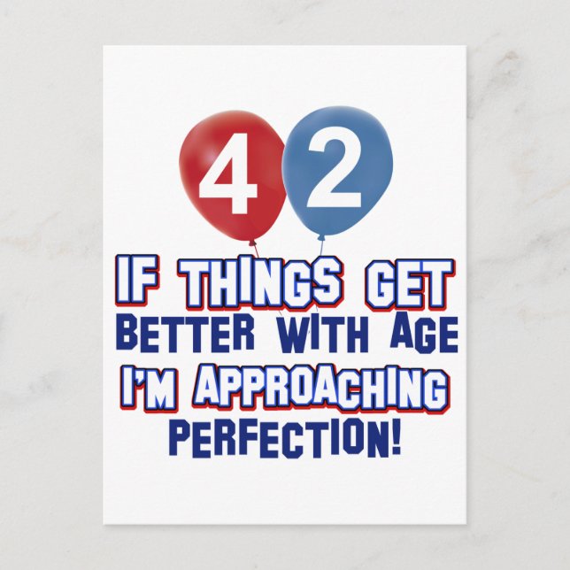 Cartão Postal Designs engraçados de aniversário de 42 anos (Frente)