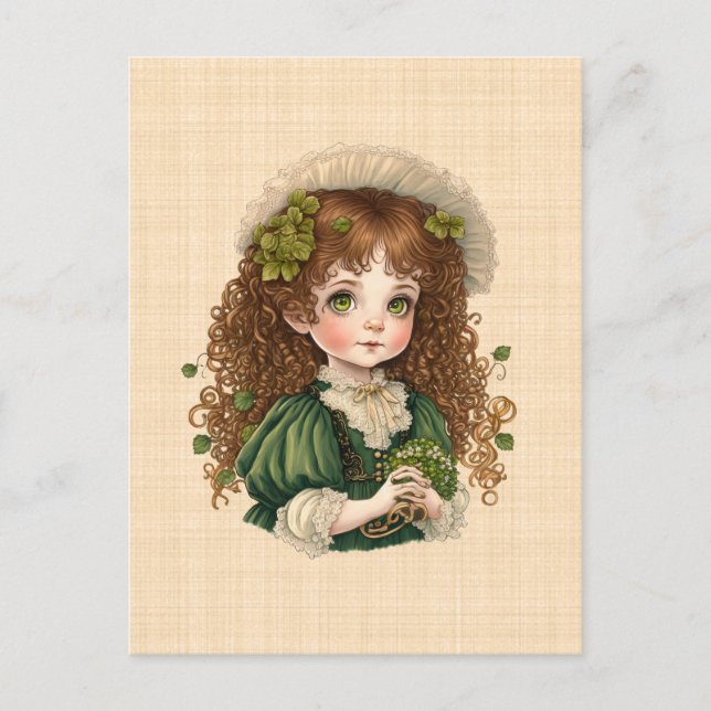 Cartão Postal Dessin Saint Patrick : Petite fille mignonne (Frente)