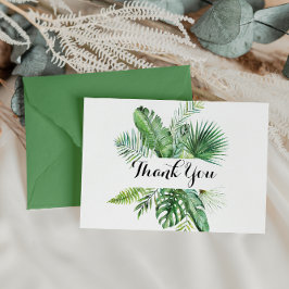 Cartão Postal Destino Caligrafia Verde Tropical Obrigado