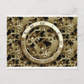 Cartão Postal Destino de Arte Digital Design do Gears Clock Offi