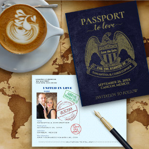 Cartão Postal Destino de Passaporte Divertido Casamento Salvar a