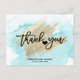 Cartão Postal Destino de PRAIA Casamento Aqua Obrigado | FOTO