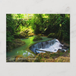 Cartão Postal Destino de Viagem Cachoeira Verde Luxuriante Indon