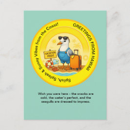 Cartão Postal destino ensolarado e divertido saudação da praia d