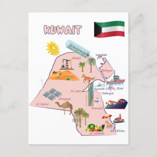 Cartão Postal destinos do mapa do Kuwait Pontos turísticos turís