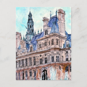 Cartão Postal Destinos   Watercolor Rustic Hotel de Ville
