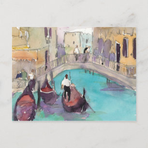 Cartão Postal Destinos Watercolor Venice Gondola Ride