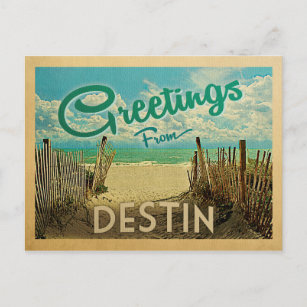 Cartão Postal Destruin Beach Viagens vintage