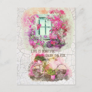 Cartão Postal Desvinculação da janela da Vintage art Watercolo