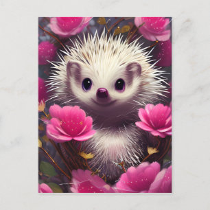 Cartão Postal Detalhado Fantasy Cute Kawaii Namorados Hedgehog