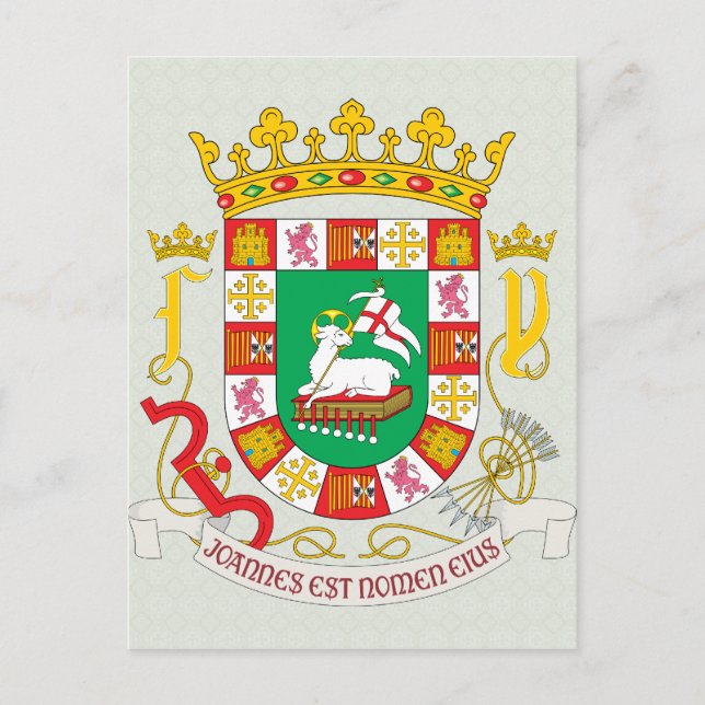 Cartão Postal Detalhe da Casaco de Armas de Porto Rico (Frente)