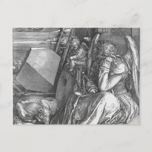 Cartão Postal Detalhe da Melancholia I por Albrecht Dürer (1514) (Frente)